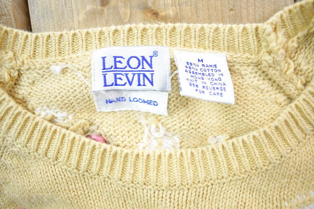 Vintage 1980s Leon Levin Hand Loomed Knit Christmas Crewneck Sweater