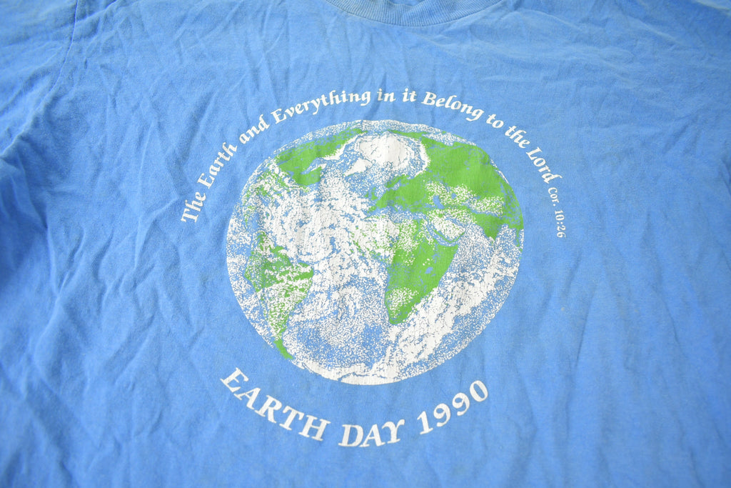 Vintage 1990 Earth Day Single Stitch Graphic T Shirt Made In USA