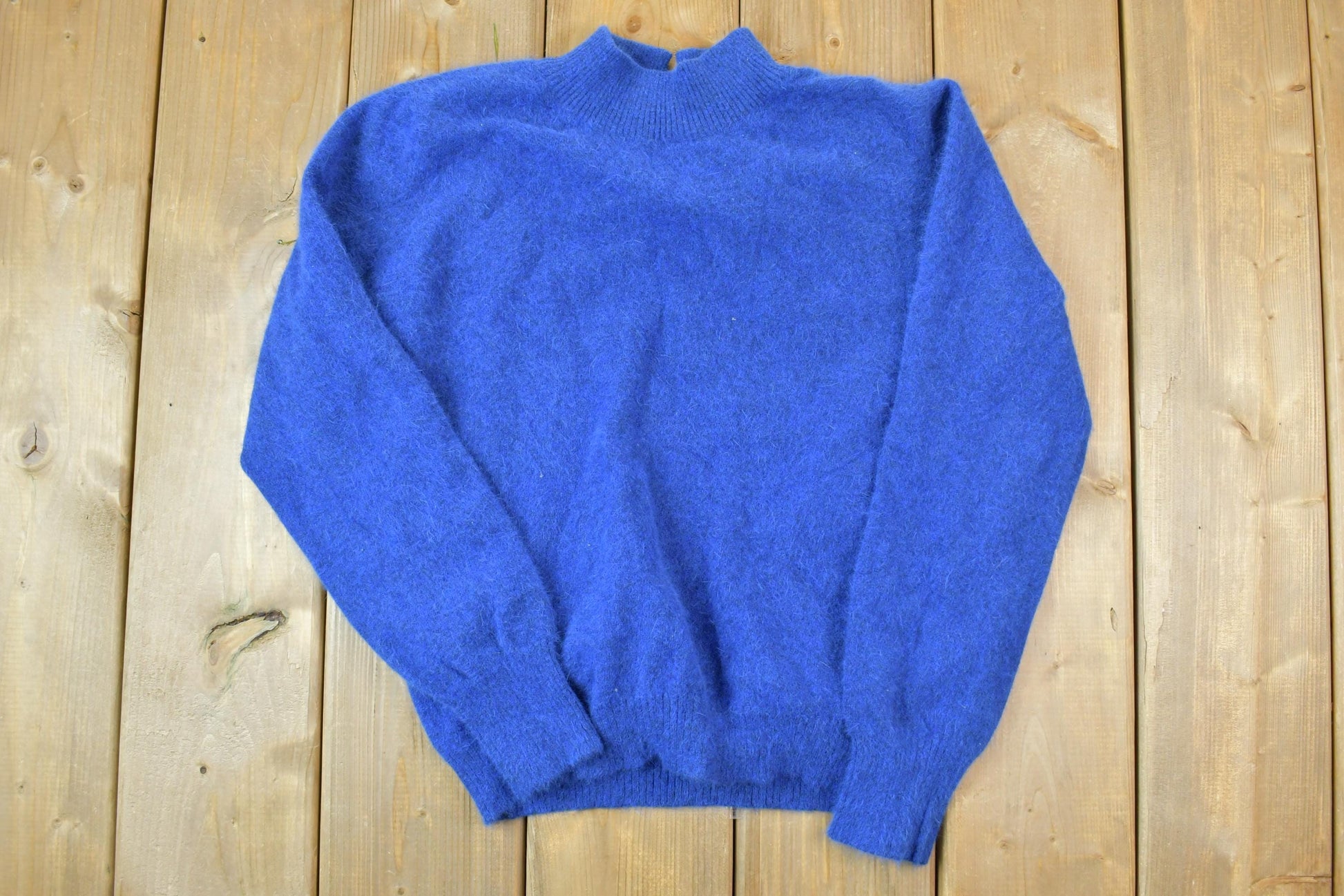 Vintage 1990s Cookie Monster Blue 100% Wool Knit Sweater