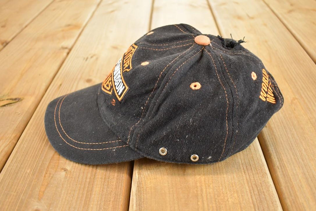 Vintage 1990s Harley Davidson Snapback Hat  90's Embroidered Motorcycle Cap