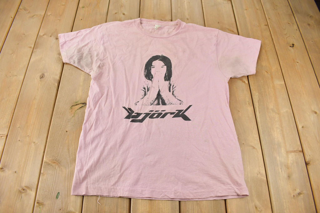 Vintage 1990s BJORK Single Stitch Pink Graphic Band Tee Made in Ireland