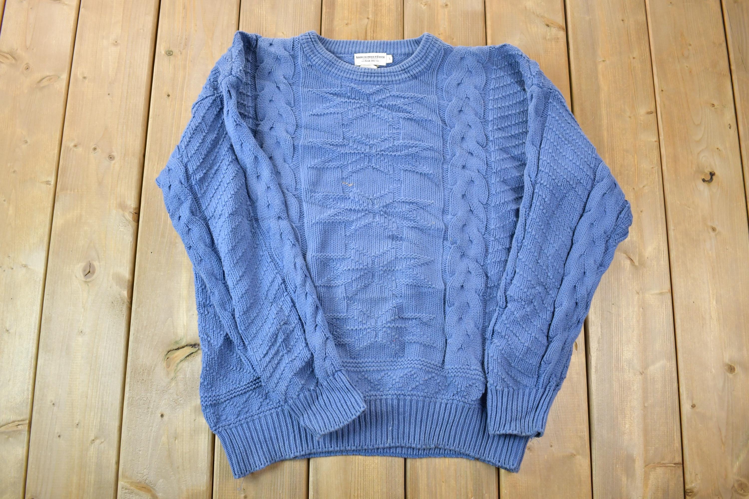 Vintage 1990s Abercrombie And Fitch 3D Colored Cable Knit Crewneck Sweater