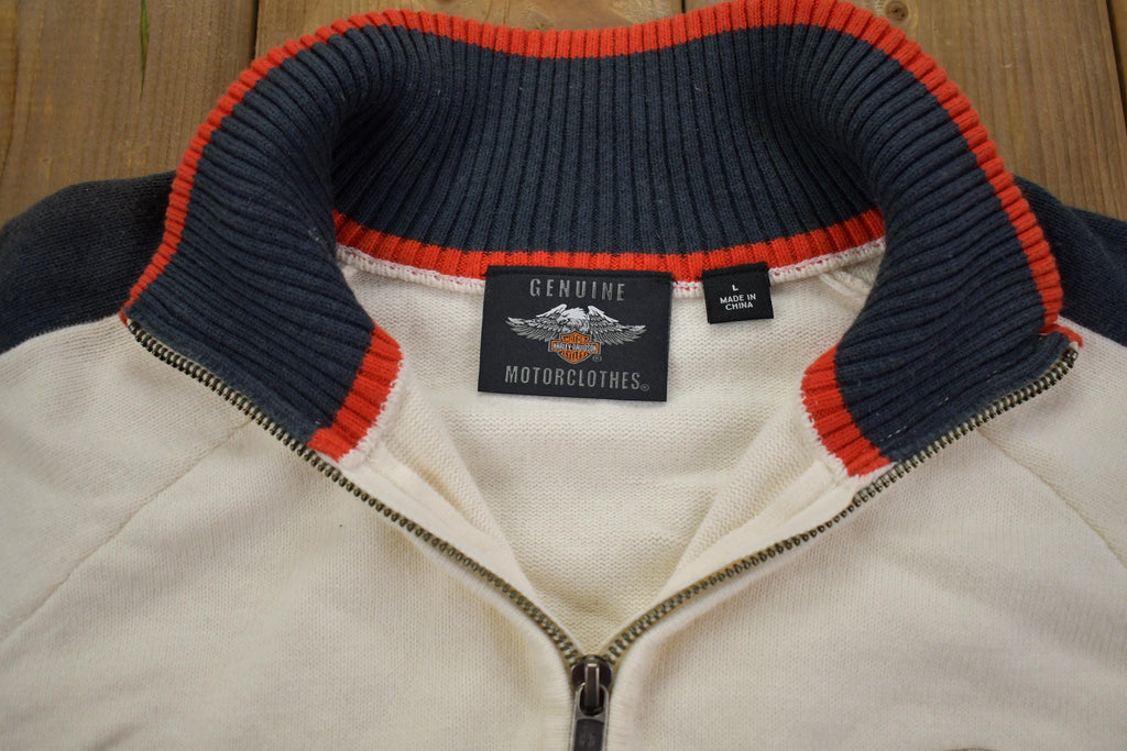 Vintage Y2K Harley Davidson Motorcycles Graphic Zip Up Track Jacket - Medium