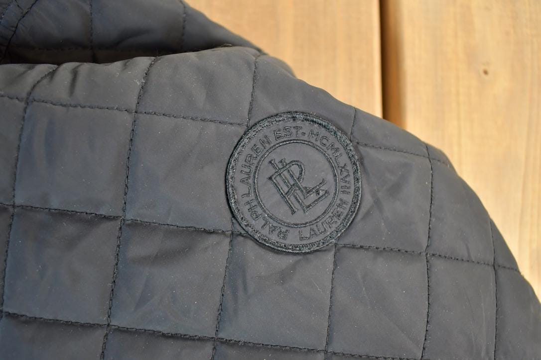 Vintage 1990s Lauren By Ralph Lauren Light Pleated Hooded Zip Up Abstract Lined Jacket