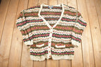 Vintage 1990s Ruff Hewn Striped Knit Cardigan Sweater