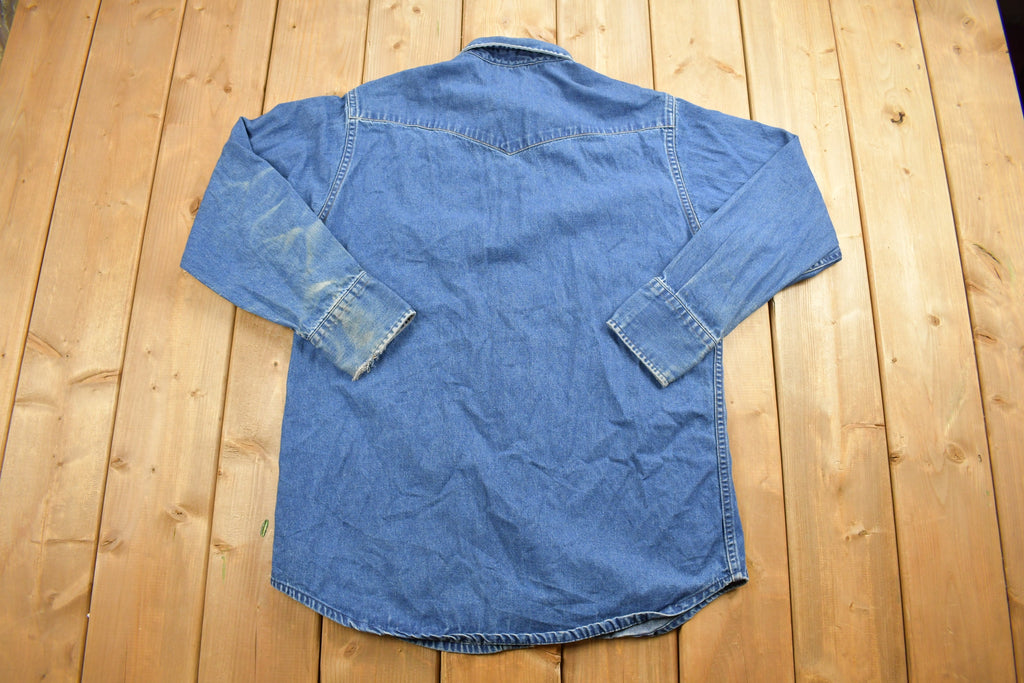 Vintage 1980s Carhartt Pearl Snap Denim Shirt