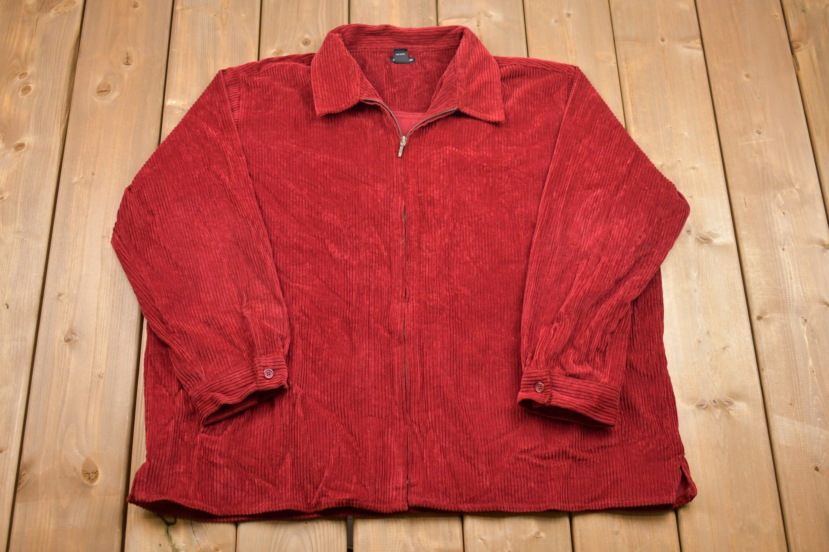 Vintage 1990s North Crest Zip Up Corduroy Shirt