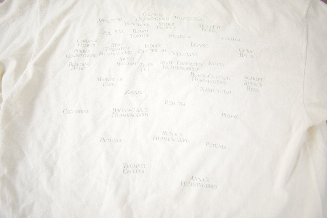 Vintage 1994 Hummingbird Garden Souvenir Travel T Shirt Made In USA