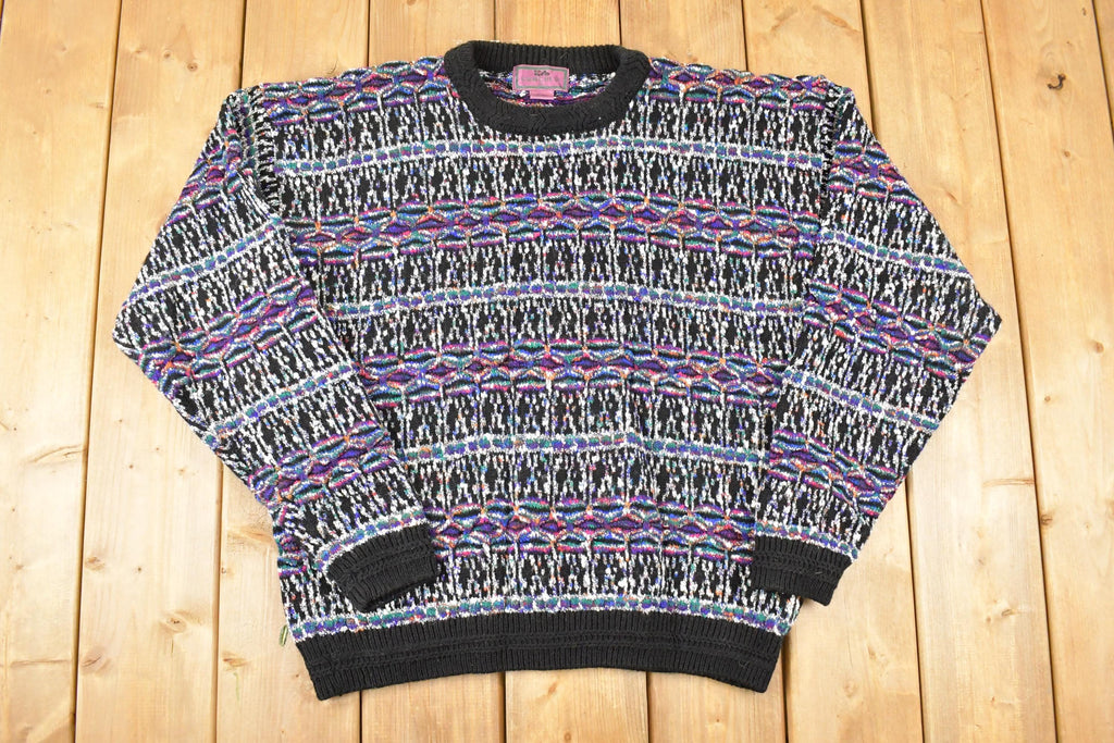Vintage 1990s Concrete Abstract Knit Crewneck Sweater Mens L