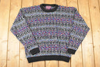 Vintage 1990s Concrete Abstract Knit Crewneck Sweater Mens L
