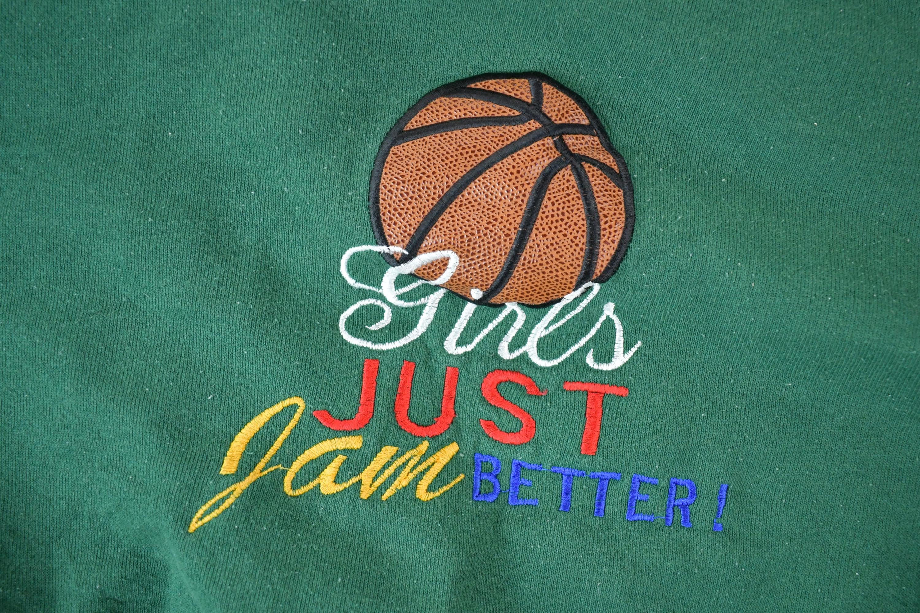 Vintage 1990s Girls Just Jam Better Basketball Crewneck Sweatshirt
