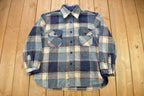 Vintage 1980s Double Breasted Plaid Flannel Button Up Shirt