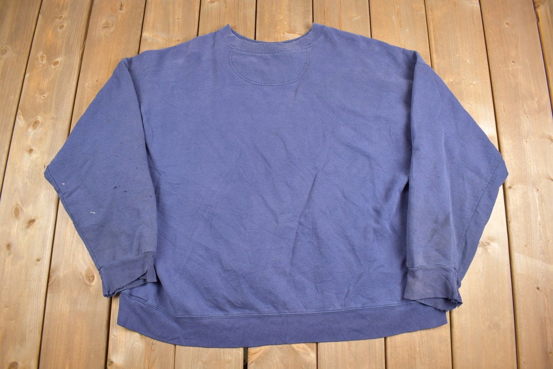 Vintage 1990s Blank Navy Blue Starter Crewneck Sweatshirt