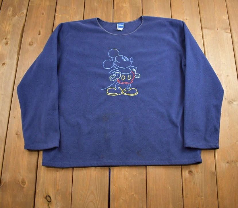 Vintage 1990s Mickey Mouse Embroidered Disney Fleece Sweater