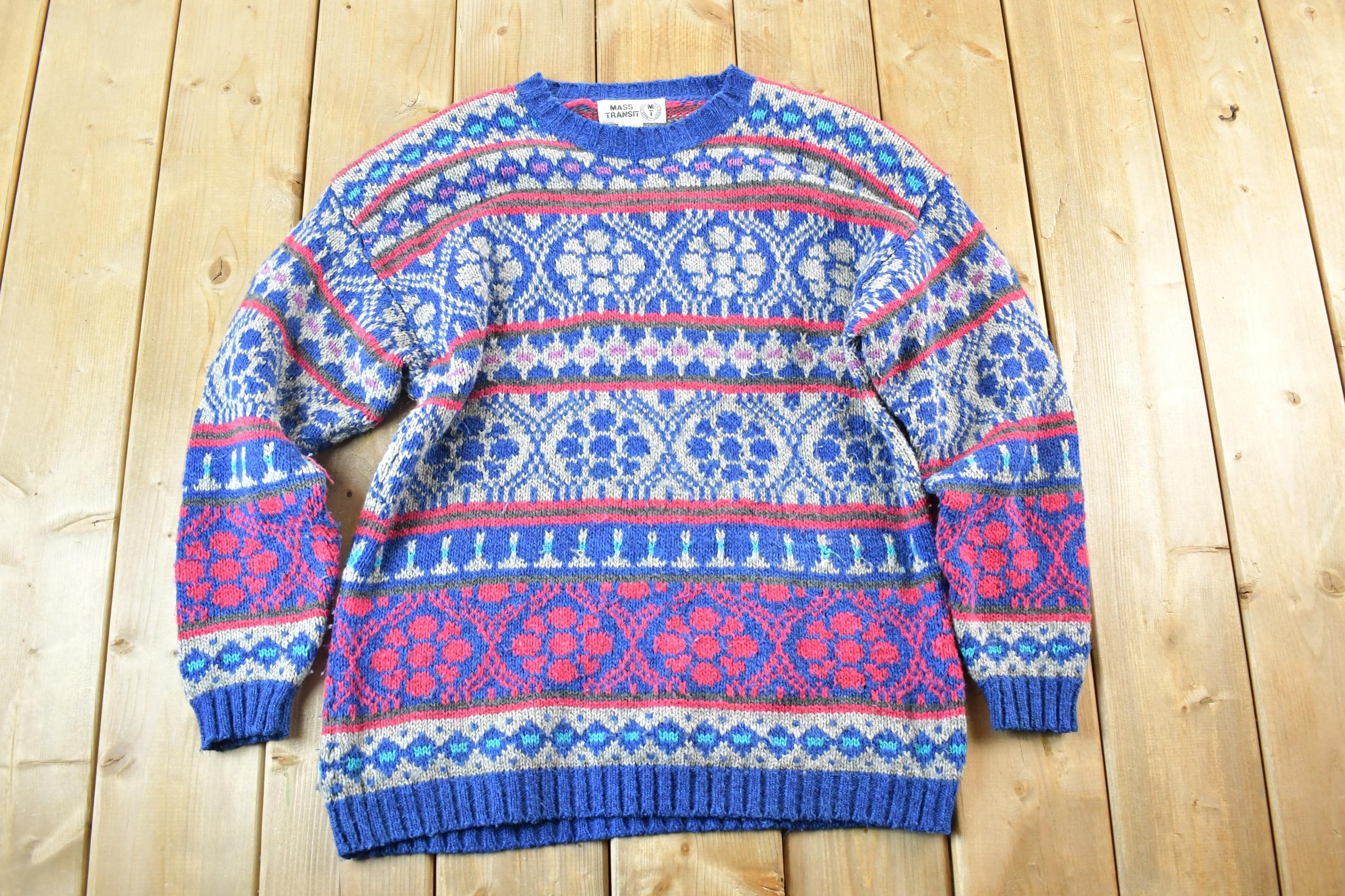 Vintage 1990s Mass Transit Wool Knit Sweater Mens L