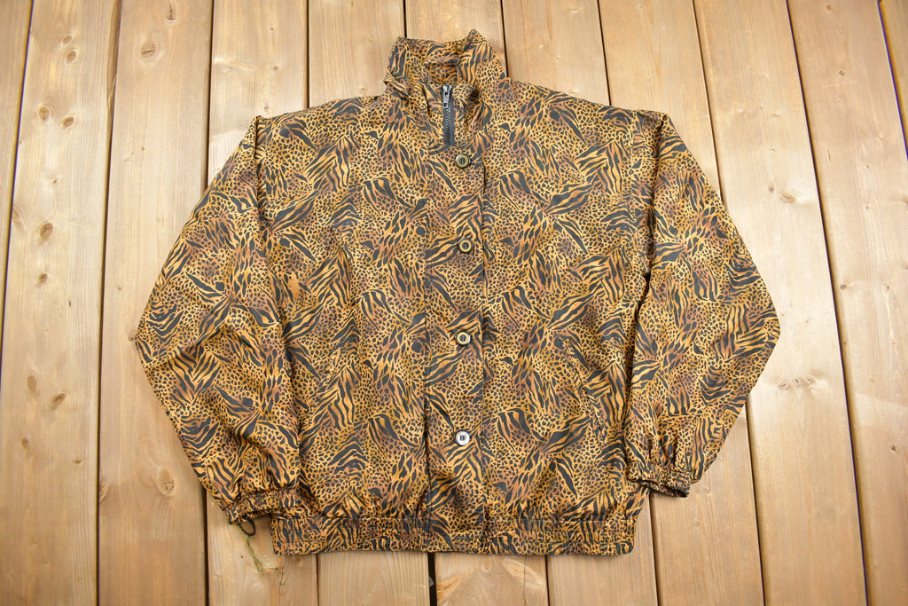 Vintage 1990s Stunt Sports Leopard Print Windbreaker Jacket