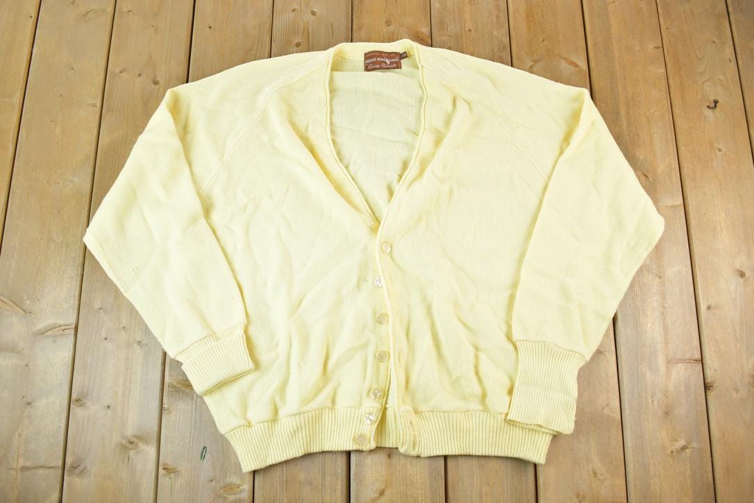 Vintage 1970s Added Dimensions Knit Cardigan Sweater Men's XXL