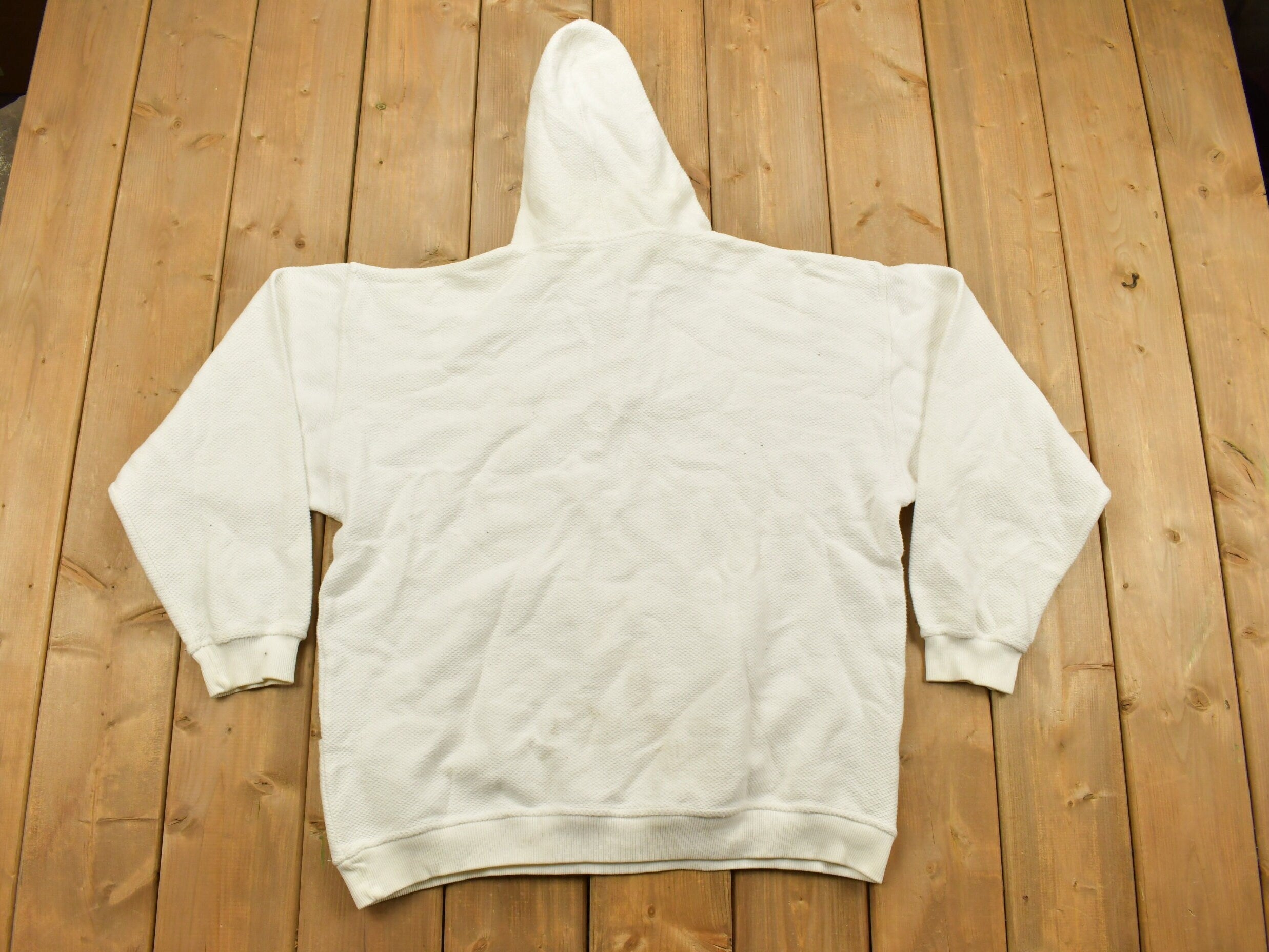 Vintage 1990s Blank White Button Hoodie