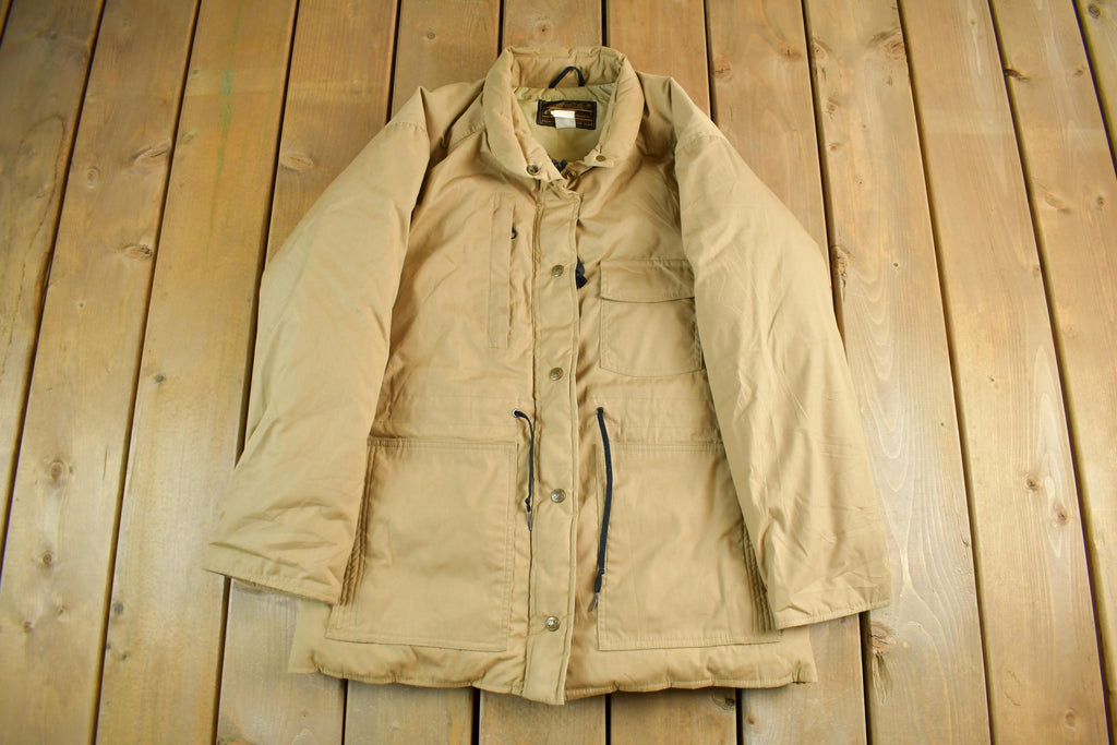 Vintage 1990s Eddie Bauer Beige Goose Down Parka Jacket Adult Small  Outdoor Wear  90s Eddie Bauer  Outdoors Outerwear