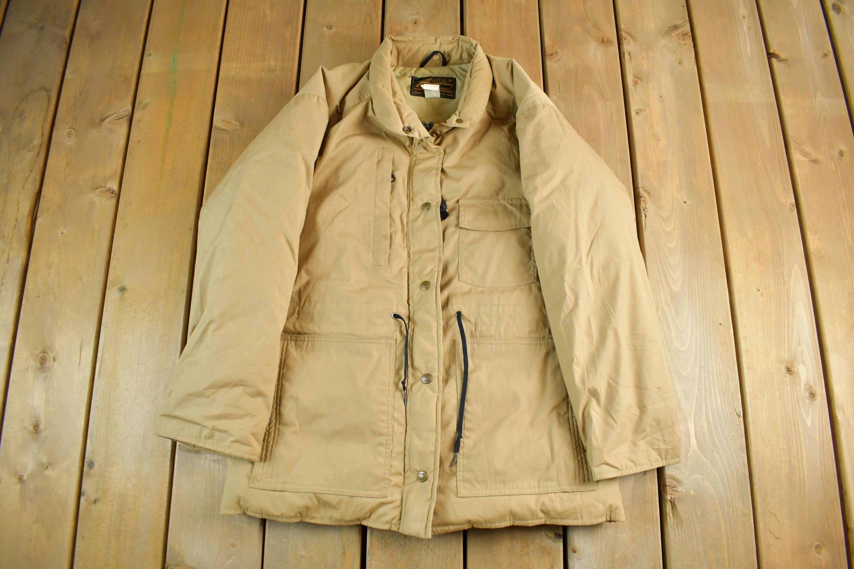 Vintage 1990s Eddie Bauer Beige Goose Down Parka Jacket Adult Small  Outdoor Wear  90s Eddie Bauer  Outdoors Outerwear