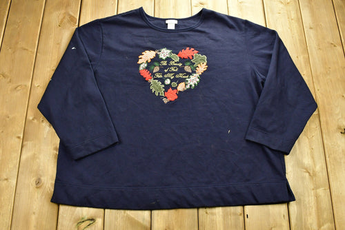Vintage 90's "The Beauty Of Fall Fills My Heart" Crewneck / 90s Crewneck / Cute Sweater / Vintage Sweatshirt / Embroidered / Pullover