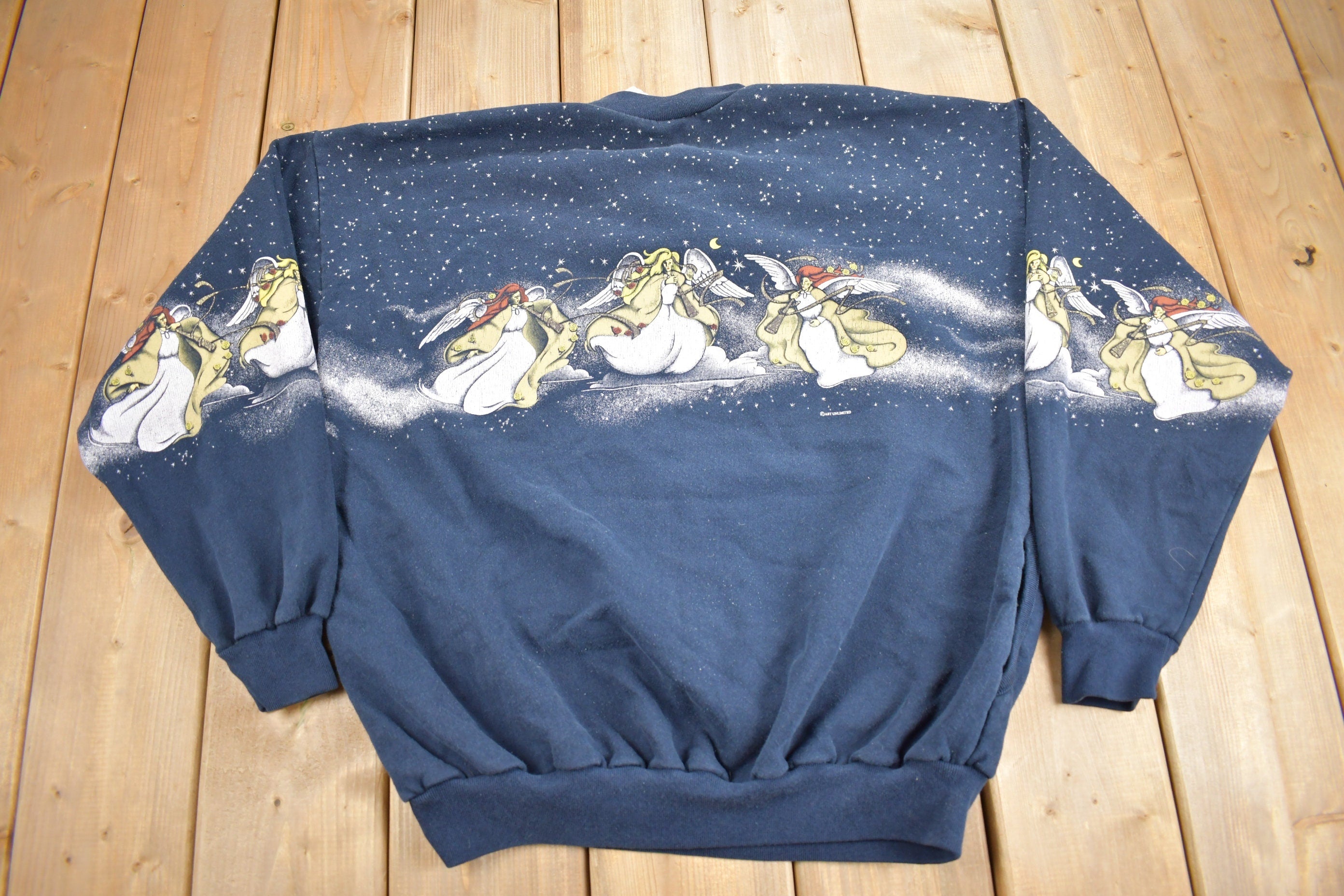 Vintage 1990's Angel Graphic Henley Sweatshirt
