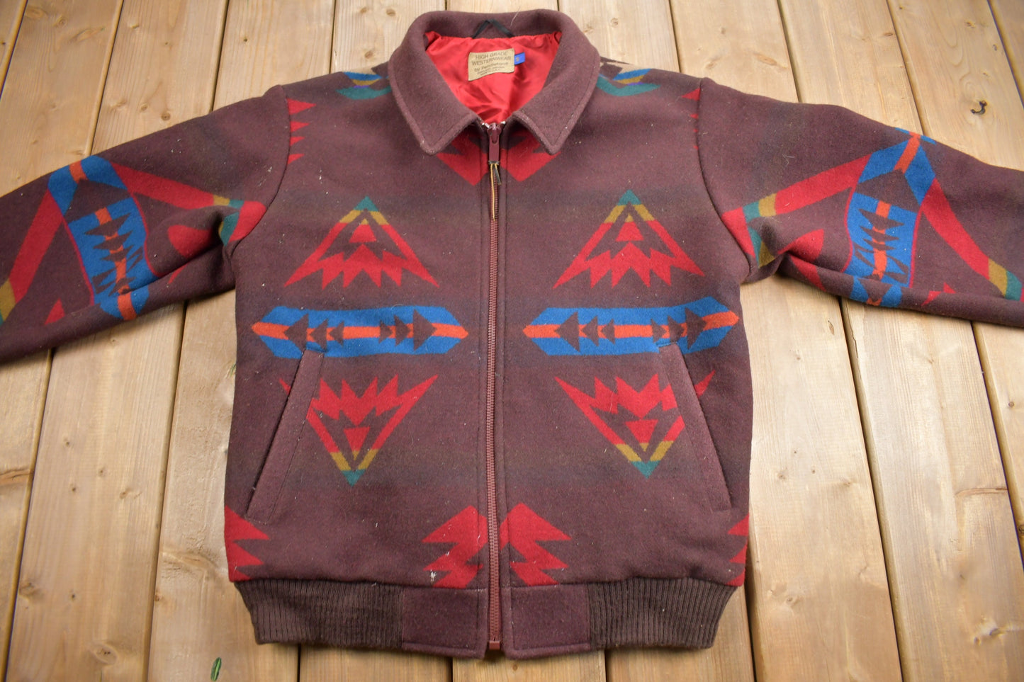 Vintage 1970s Pendleton High Grade Western Wear Aztec Jacket / True Vintage / 100% Wool / Outdoorsman / Talon Zipper / Made In USA