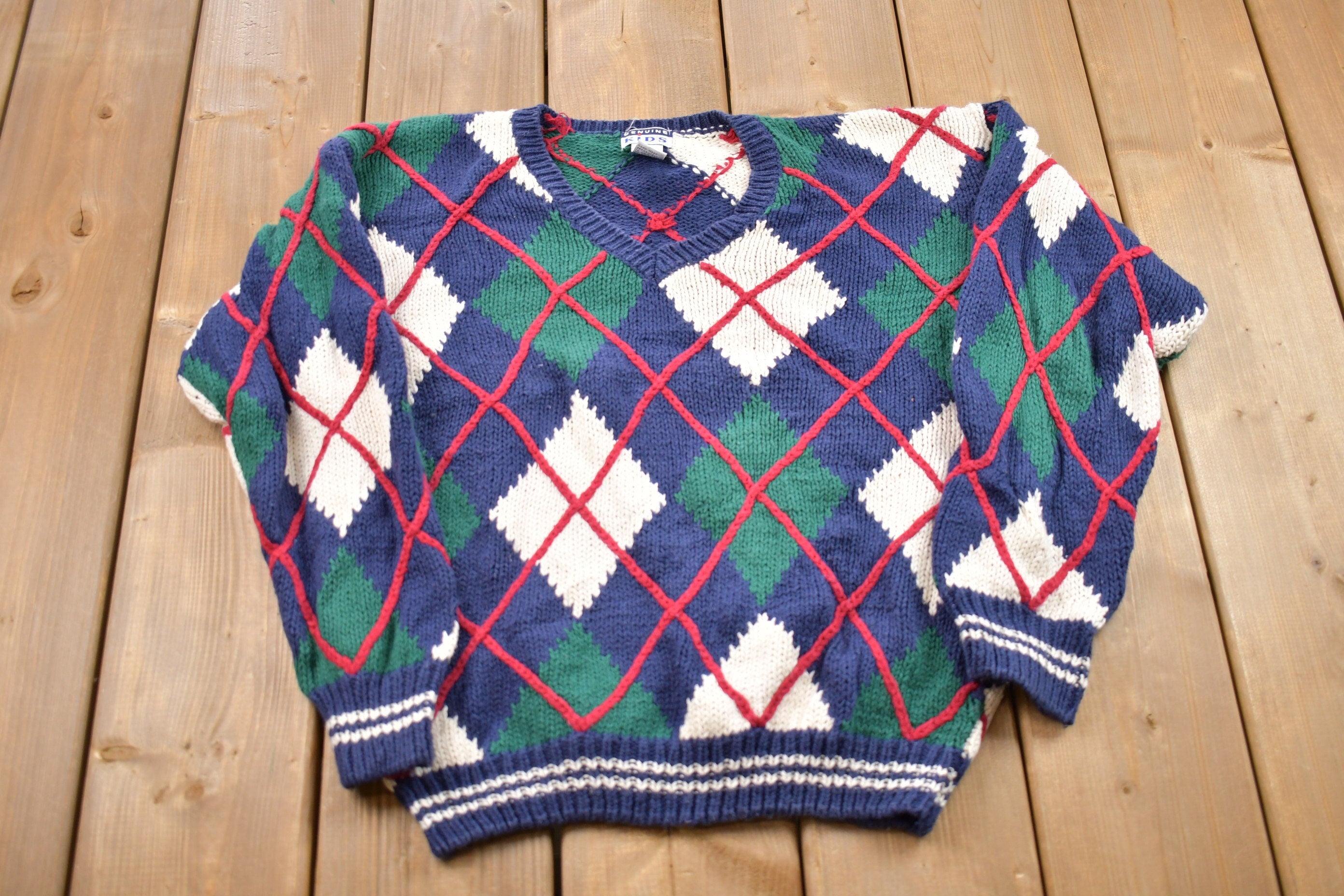 Vintage 1990s Youth Genuine Kids All Over Print Knitted Crewneck Sweater
