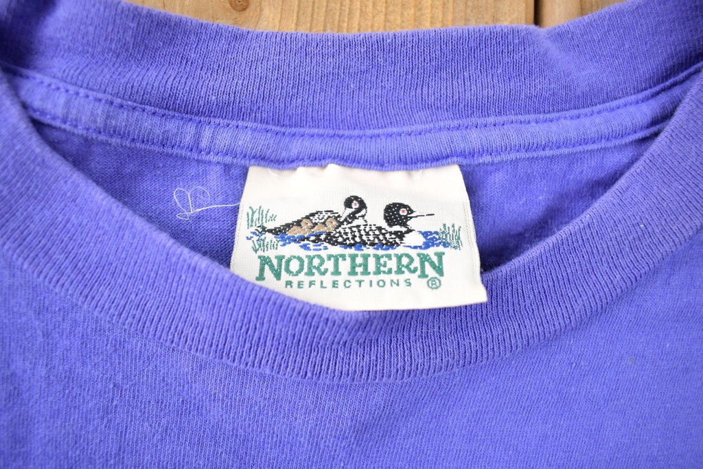 Vintage 1990s Northern Reflections Lake Landscape Souvenir T Shirt Made In Canada