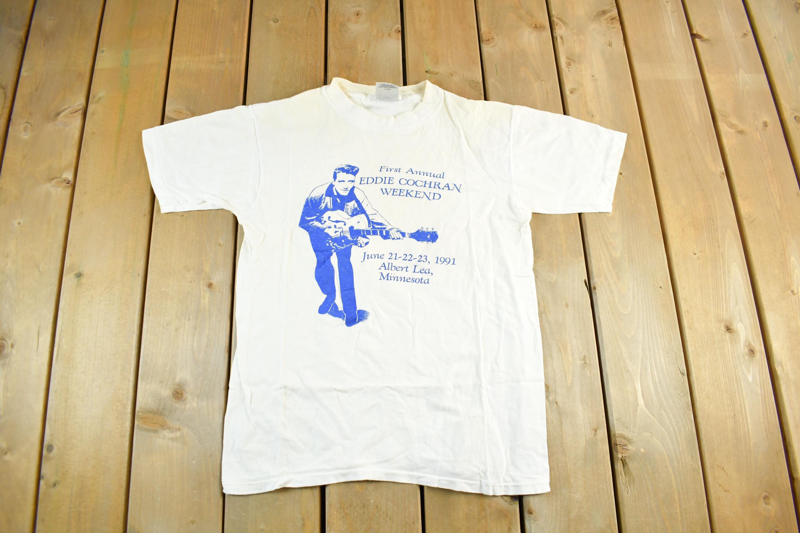 Vintage 1990s Eddie Cochran Graphic T-Shirt Men's Medium  Vintage Country Music Tee  Large Print Graphic T-Shirt