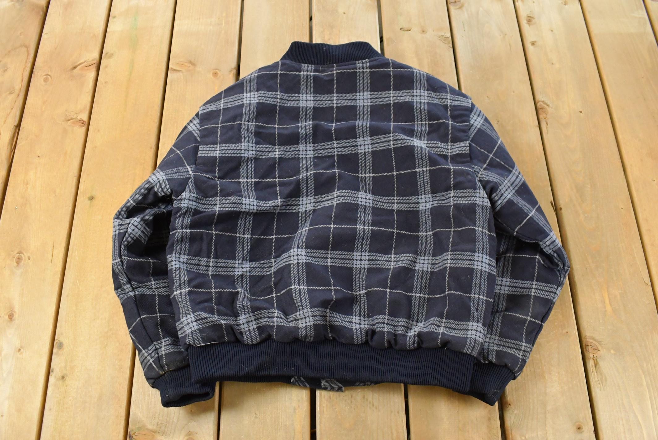 Vintage 1980s R.J. McCarthy Button Up Quilt Lined Plaid Jacket Men's Small
