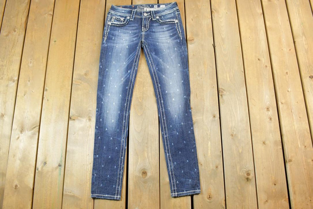 Vintage Y2K Miss Me Skinny Bedazzled Low Rise Jeans Size 26x31