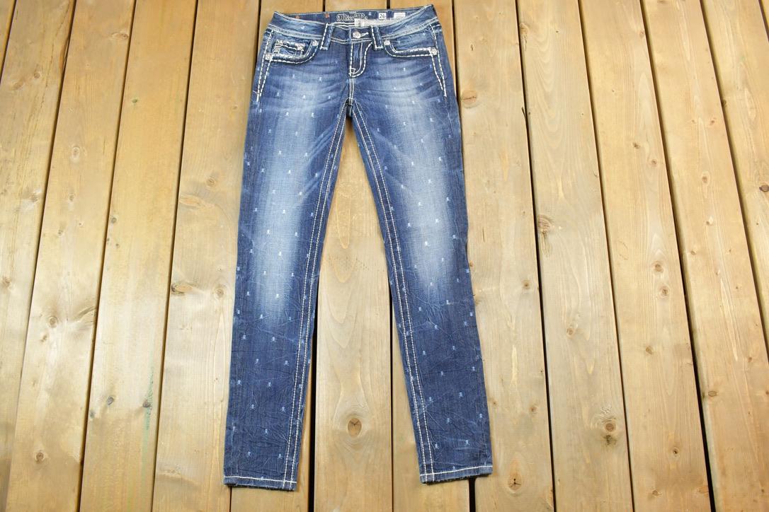 Vintage Y2K Miss Me Skinny Bedazzled Low Rise Jeans Size 26x31