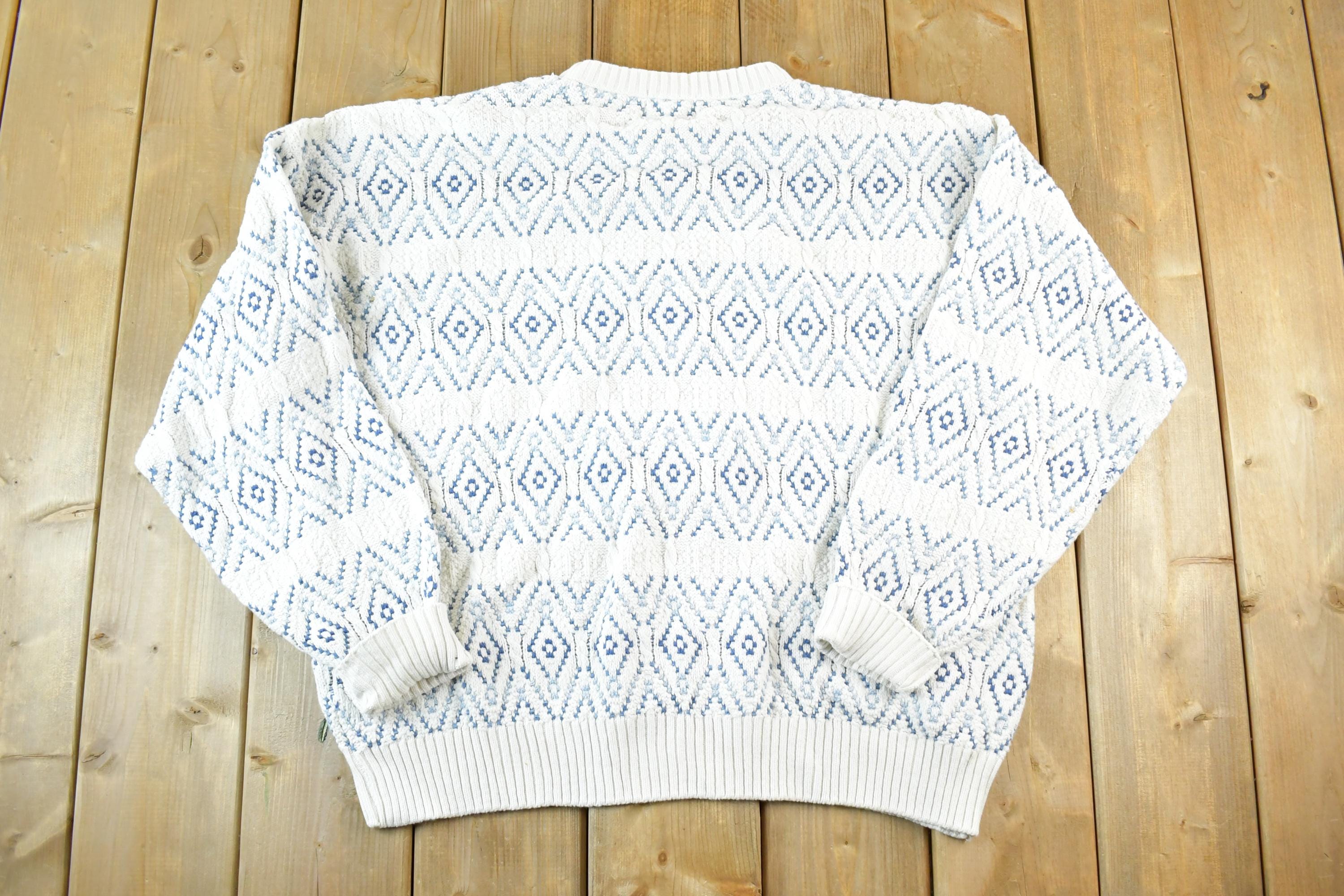Vintage 1990s Jantzen Knit Abstract Pattern Crewneck Sweater Mens XL