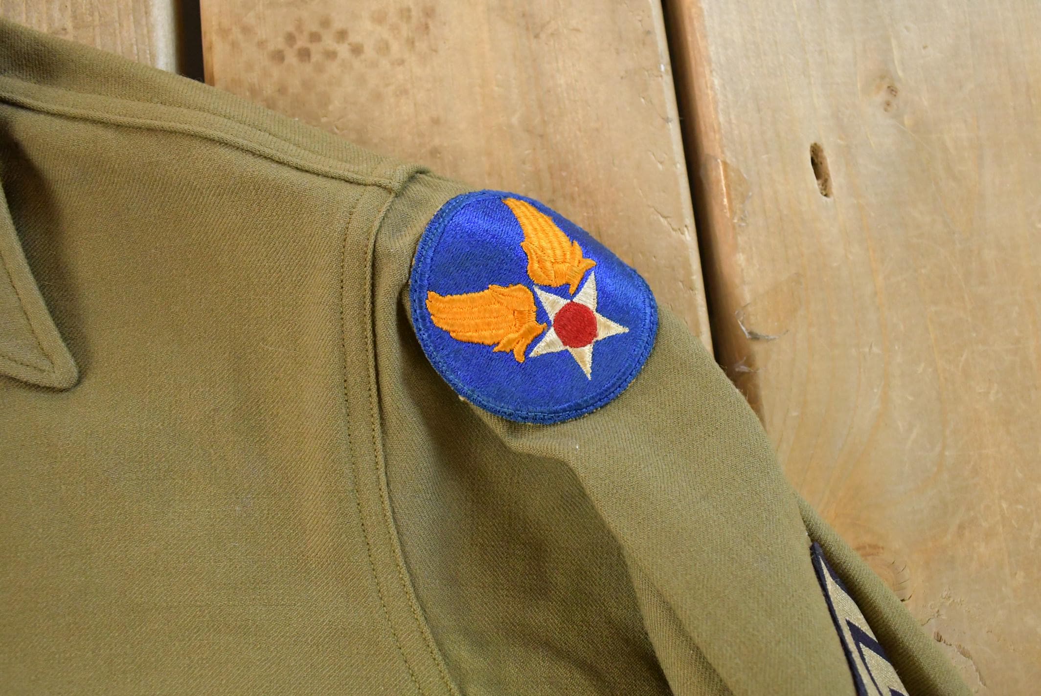Vintage 1940s WW2 Military Air Force Wool Button Up Infantry Field Shirt Men's S /