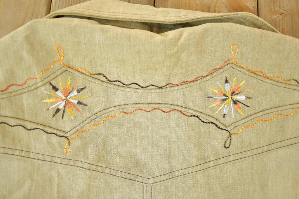 Vintage 1960s Sears Western Button Down Shirt Emroidered /