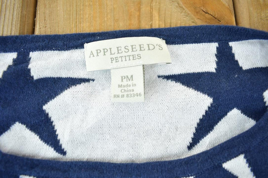 Vintage 1990s Appleseed's Petites Womens Star All Over Print Crewneck