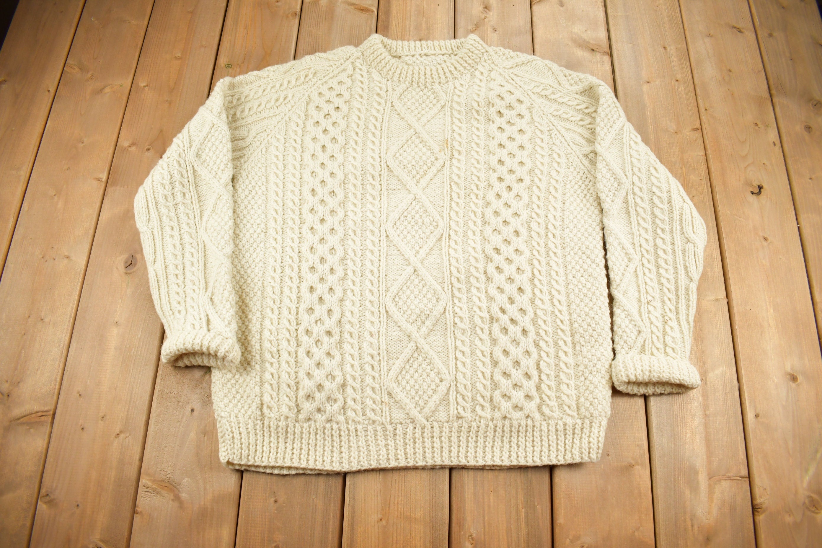 Vintage 1980s 3D Cable Knit Sweater