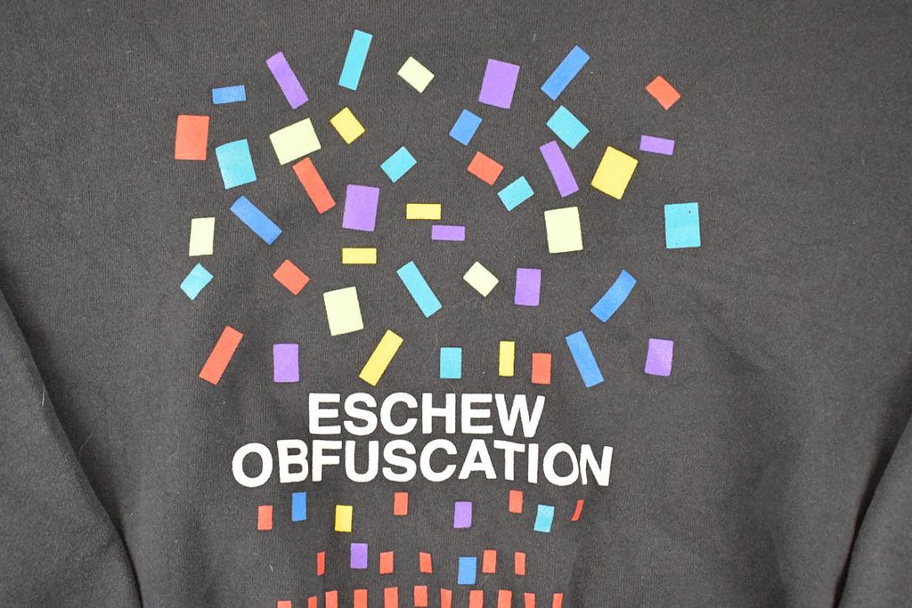 Vintage 1990s Eschew Obfuscation Graphic Print Crewneck Sweatshirt Mens L  Made In USA  90's Destination Sweater