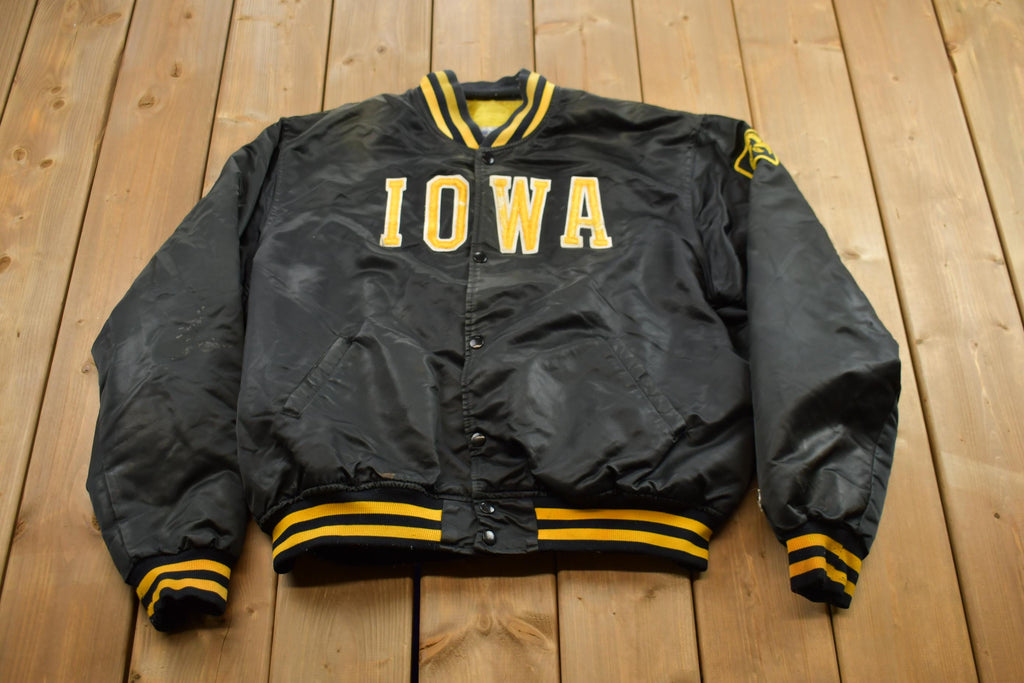 Vintage 1990s Iowa Hawkeyes NCAA Collegiate Satin Bomber Jacket