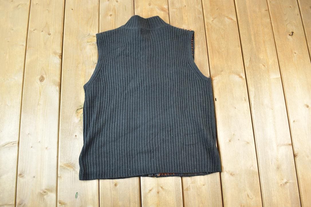 Vintage 1990s Designer Studio Knit Abstract Pattern Crewneck Sweater Vest
