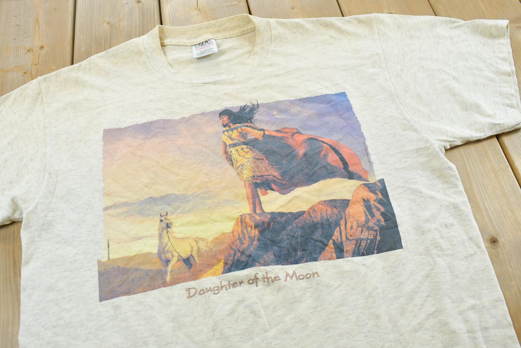 Vintage 1990s Daughter of the Moon First Nations Indigenous Native American Nature Graphic T-Shirt Mens L / Single Stitch / Outdoors