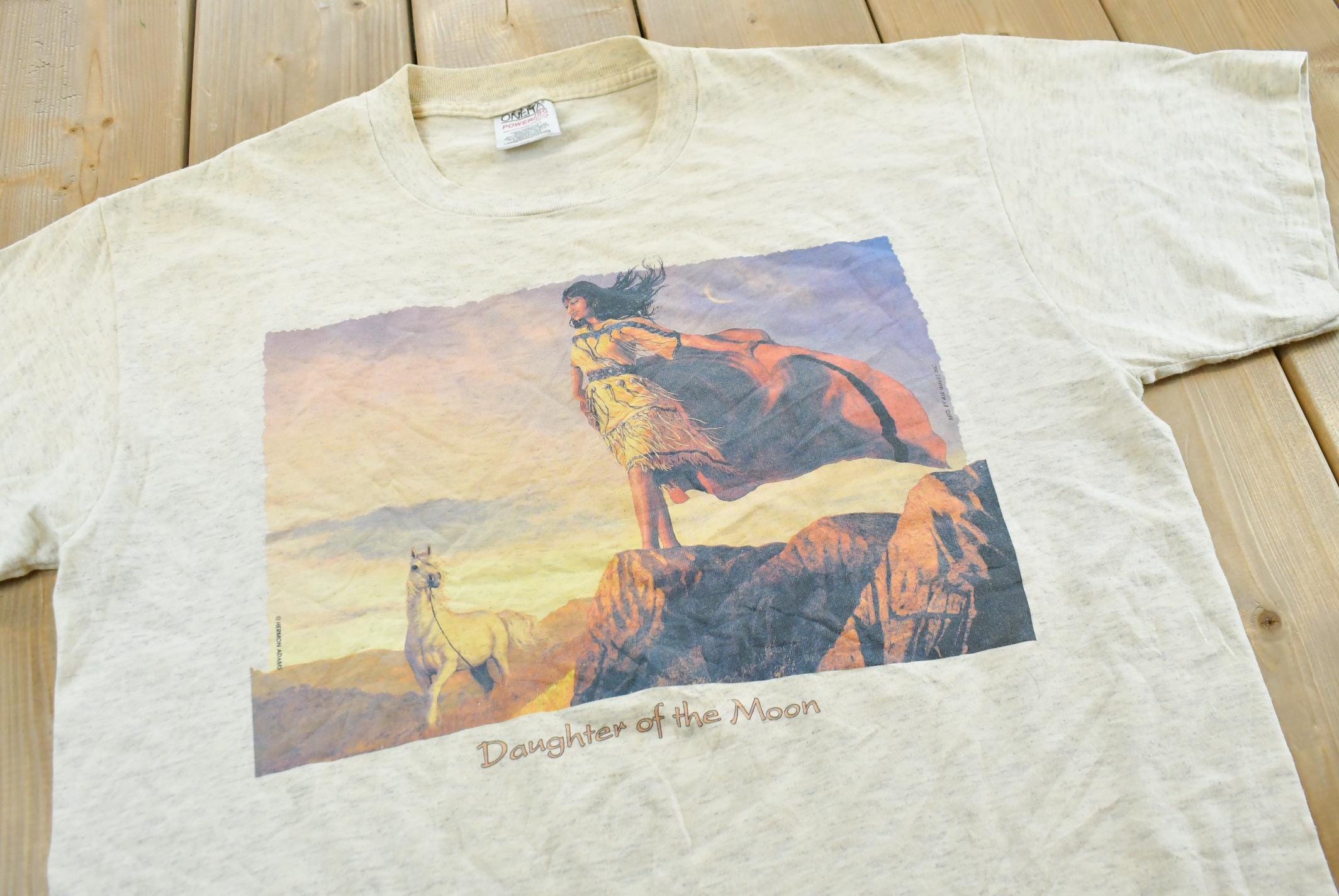 Vintage 1990s Daughter of the Moon First Nations Indigenous Native American Nature Graphic T-Shirt Mens L / Single Stitch / Outdoors
