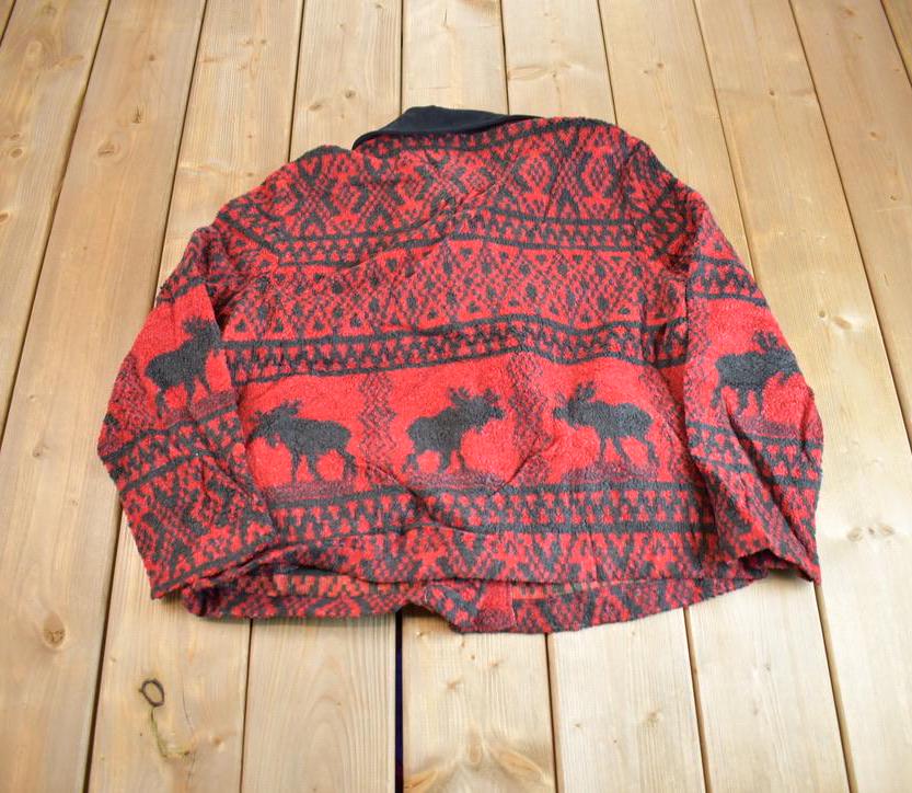 Vintage 1990s David Paul Moose Fleece Sweater