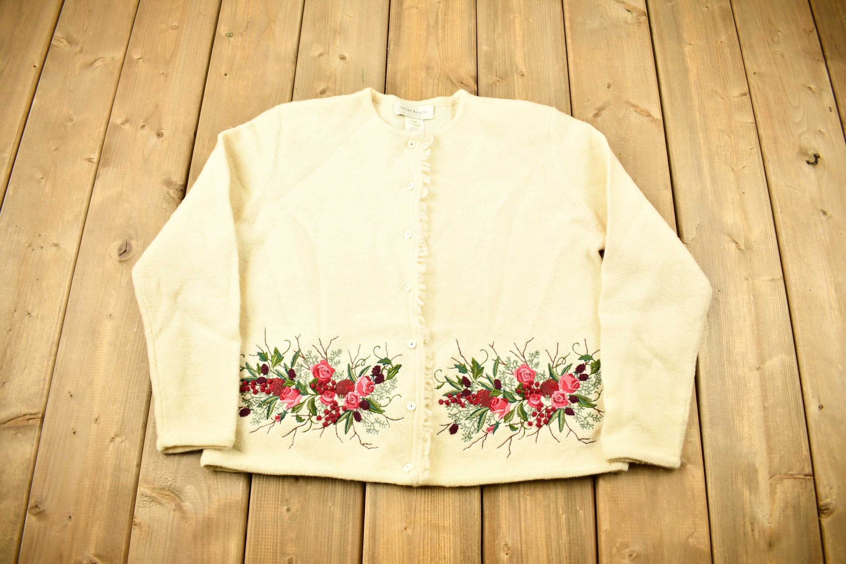 Vintage 2000 Floral Embroidered Cardigan Sweater