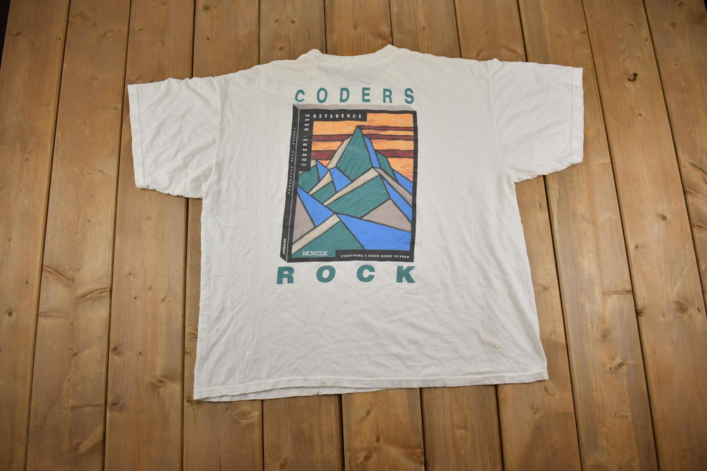Vintage 1990s Coders Rock Book Graphic T Shirt