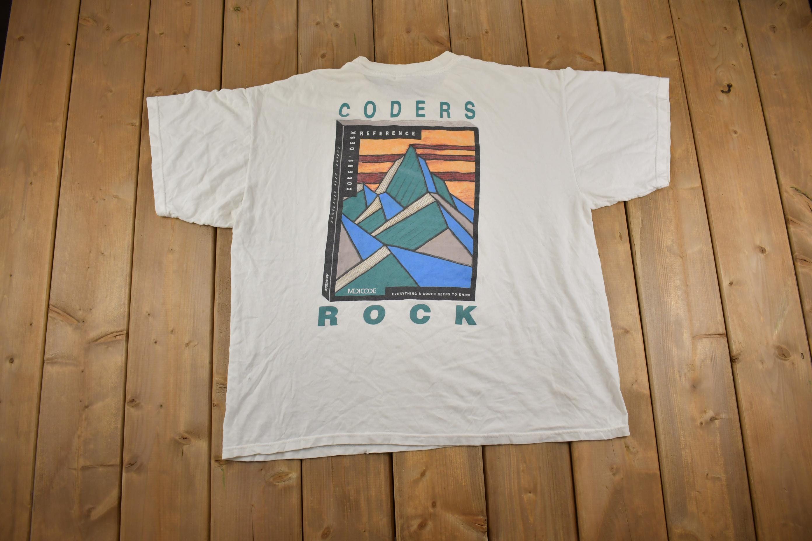 Vintage 1990s Coders Rock Book Graphic T Shirt