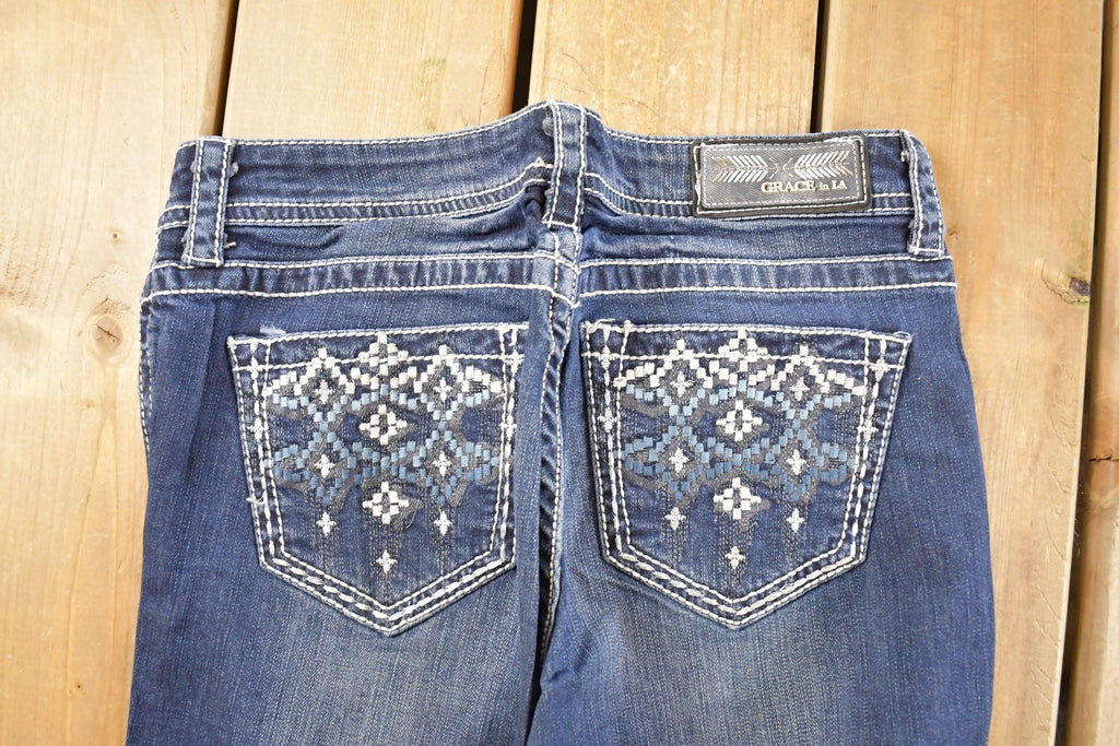 Vintage Deadstock Y2K Grace LA Bedazzled Low Rise Jeans Women's Size 27 x 32