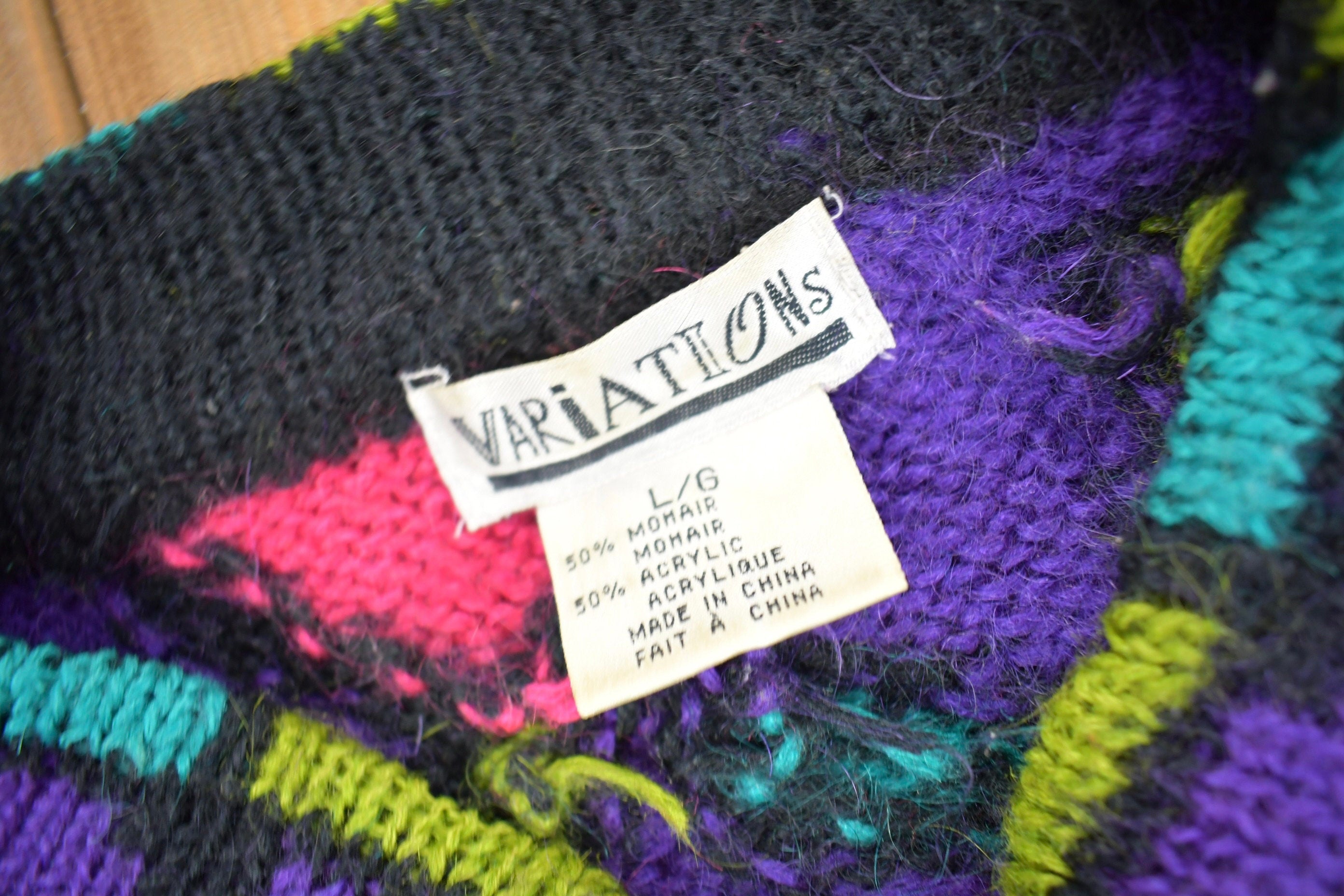 Vintage 1990s Variations Floral Knit Mock Neck Sweater