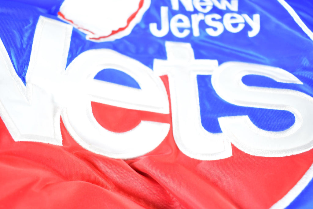 Vintage 1990s New Jersey Nets Hardwood Classics Satin Button Down Puffer Bomber Style NBA Basketball Jacket